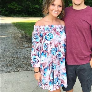 Off The Shoulder Floral Print Dress